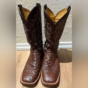 EUC Tony Lama Black Label Ostrich Boots Brown 9.5D